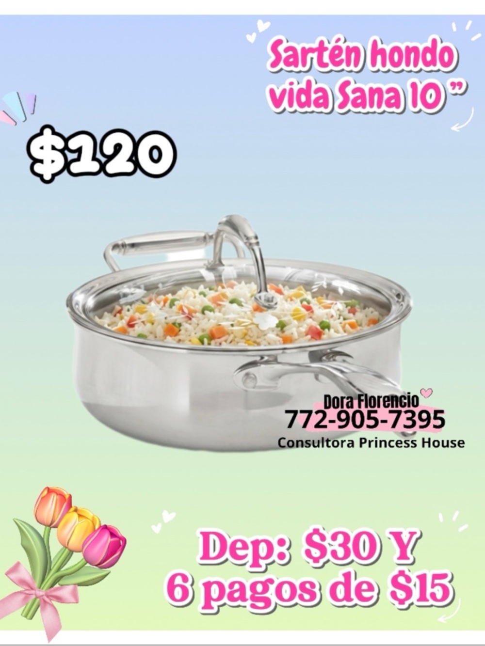 Princess House Stainless Steel Covered Sauté Pan - Silver